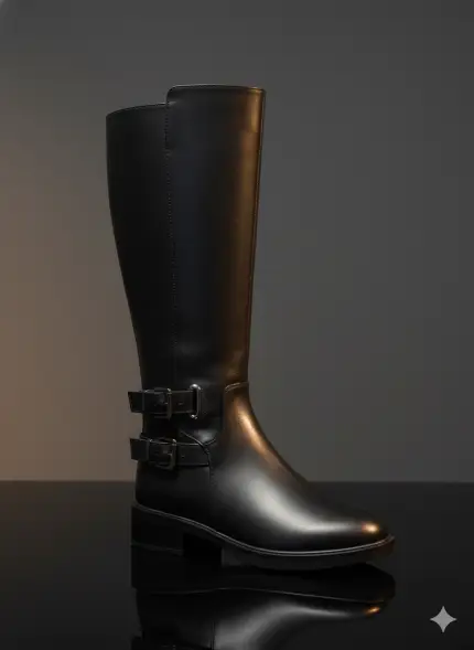 מגף דגם שחור עור אבזם